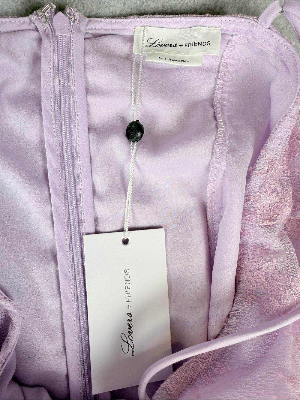 Lovers + Friends NWT Lilac Lace Feather-Trim Slip Dress Size XL - Picture 10 of 16
